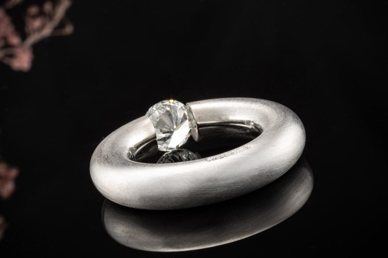 Niessing Spannring Solitär Ring Rund Diamant Brillant 1,09 Ct Platin 999 