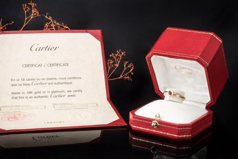 Cartier Vintage Ring 1 Rubin in Gelbgold Roségold Weißgold 750 Full Set 