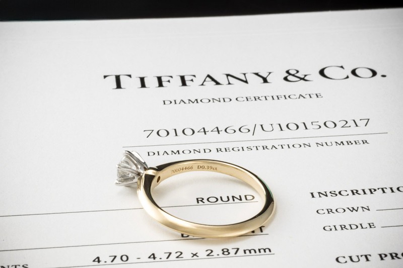 Tiffany & Co Solitär Ring Setting mit Diamant 0,39 Ct in Gelbgold Platin 