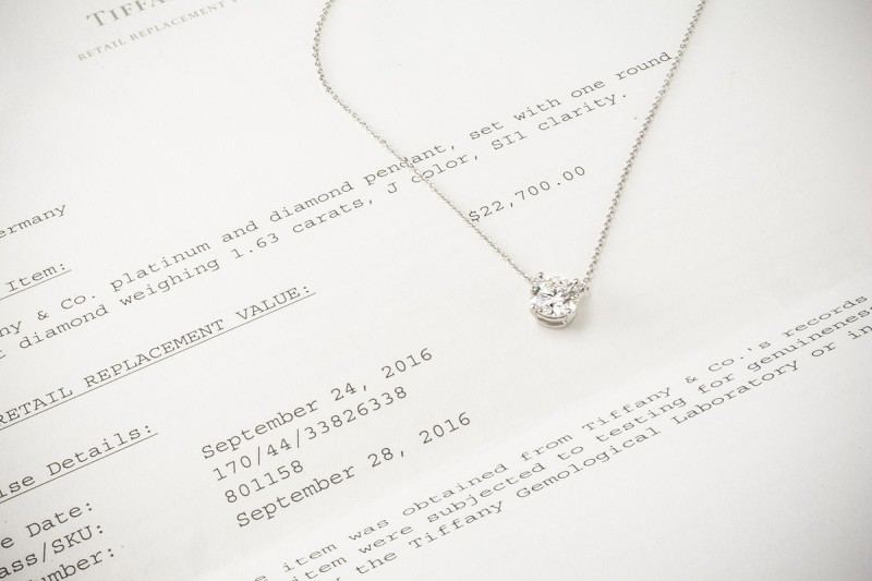 Tiffany Solitaire Collier Kette mit Diamant Anhänger 1,63 Ct. Platin 950 