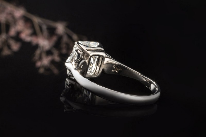 H.Stern Ring mit Diamant Radiant 2,5 Carat eckig Verlobungsring Weißgold 