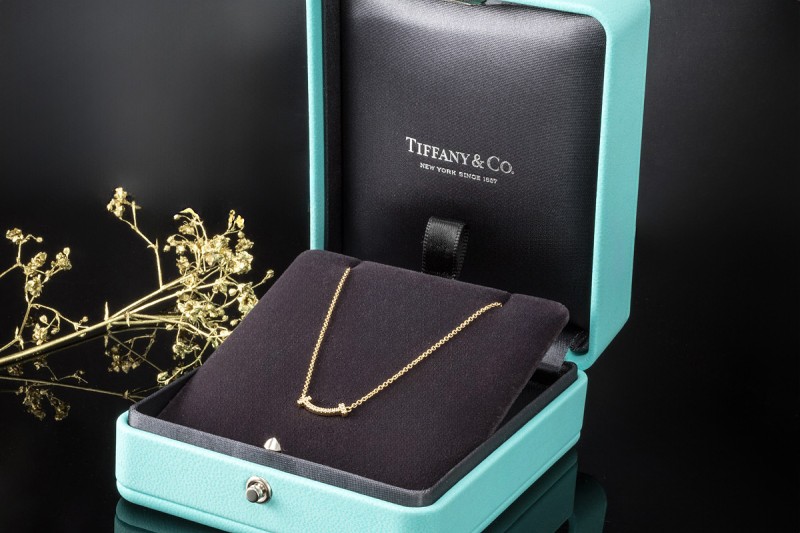 Tiffany & Co. T Smile Kette in 750er Gelbgold Collier mit Diamanten OVP 