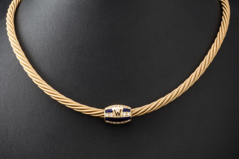 Wellendorff Ronde Anhänger Salome Blau 0,72 Ct. Diamanten 750er Gelbgold 