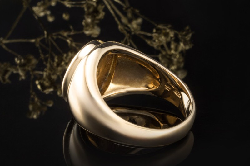 BVLGARI Ring mit Onyx Schwarz in Siegelring Massiv 750er Gelbgold Unisex 