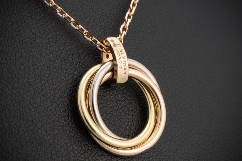 Cartier Trinity Collier Anhänger Mittleres Modell mit Diamanten Full Set 