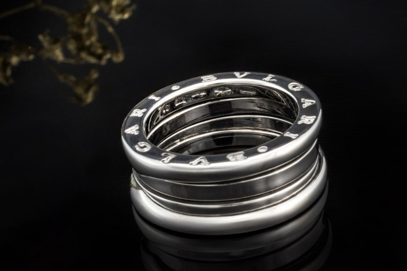 BVLGARI B.zero1 Ring 2-Band Modell beweglich in 750er Weißgold Größe 51 