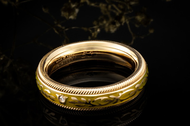 Wellendorff Ring Pistazie Fantasie Drehring Grün 1 Diamant Gelbgold 750 