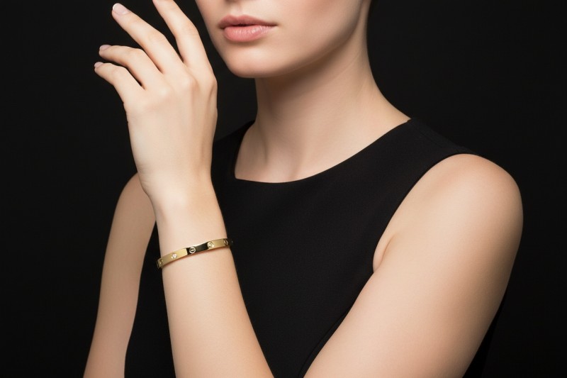 Cartier Love Armreif Armband Bracelet Diamanten Gelbgold Gr. 17 Full Set 