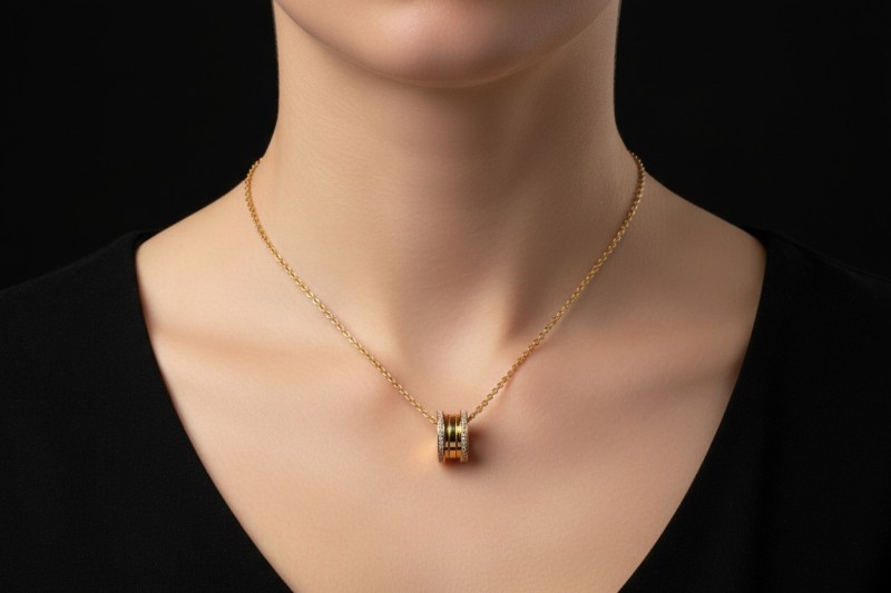 BVLGARI B.zero1 Collier Kette mit Anhänger Diamanten in 750er Gelbgold 