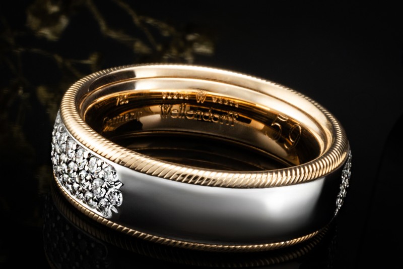 Wellendorff Ring Sternennacht Diamanten Drehring Gelbgold Weißgold 750 