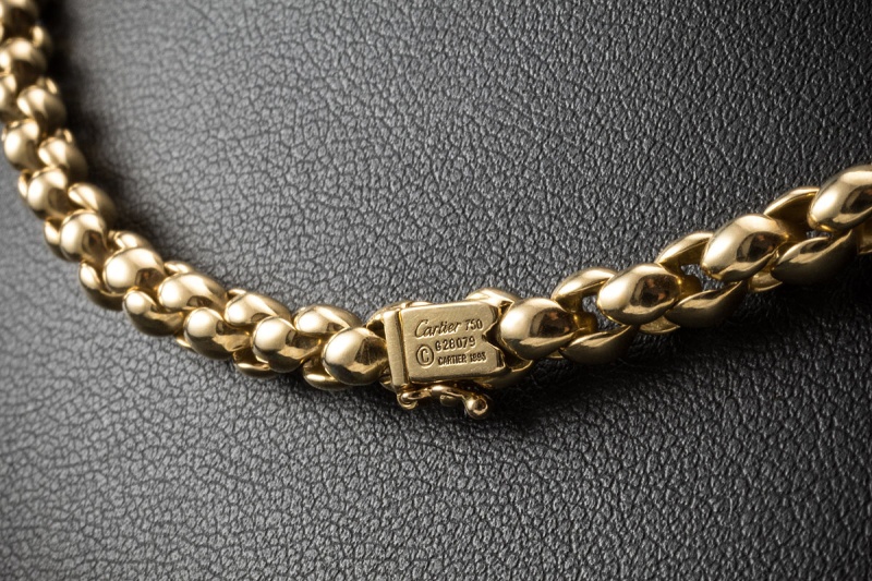 Cartier Collier Vintage Halskette anschmiegsam in 750er Gelbgold 42,5 cm 