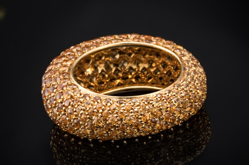 Ring Cocktailring Madeira Citrin goldiges Orange rundum in Gelbgold 750 