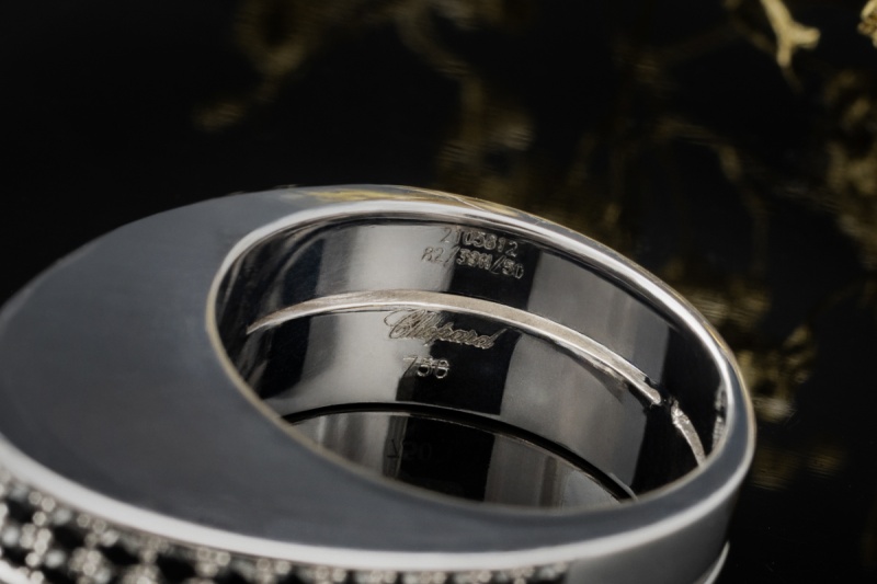 Exklusiver Chopard Ring Black and White Diamanten Massiv Weissgold 750 