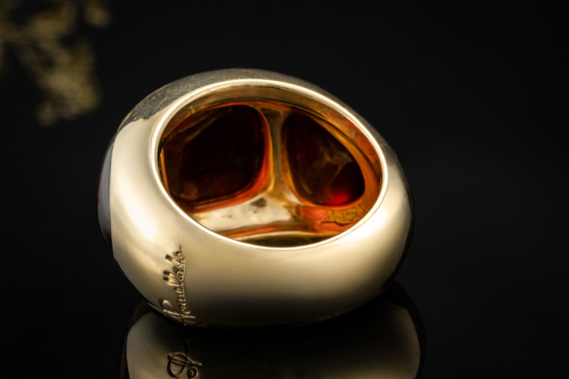 Pomellato Cocktailring Bisanzio Ring Massiv mit Granat in Gelbgold 750 