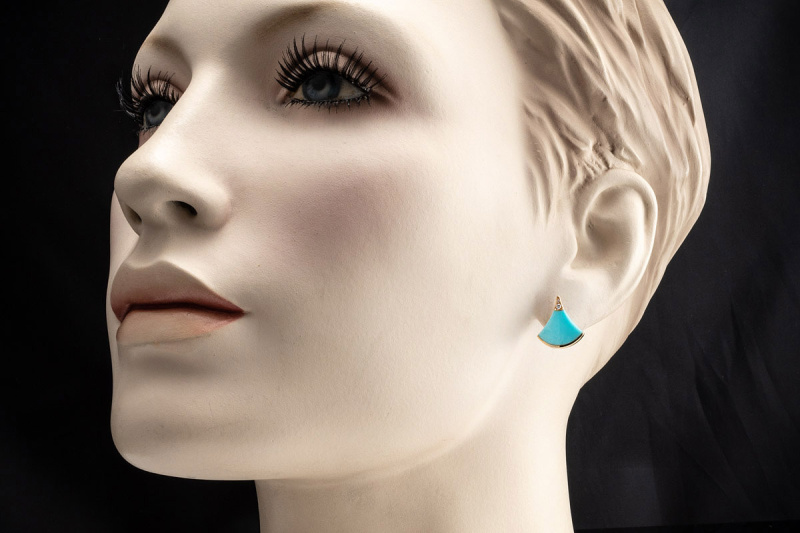 BVLGARI Divas Dream Ohrringe Ohrstecker Türkis und Diamant Rotgold OVP 
