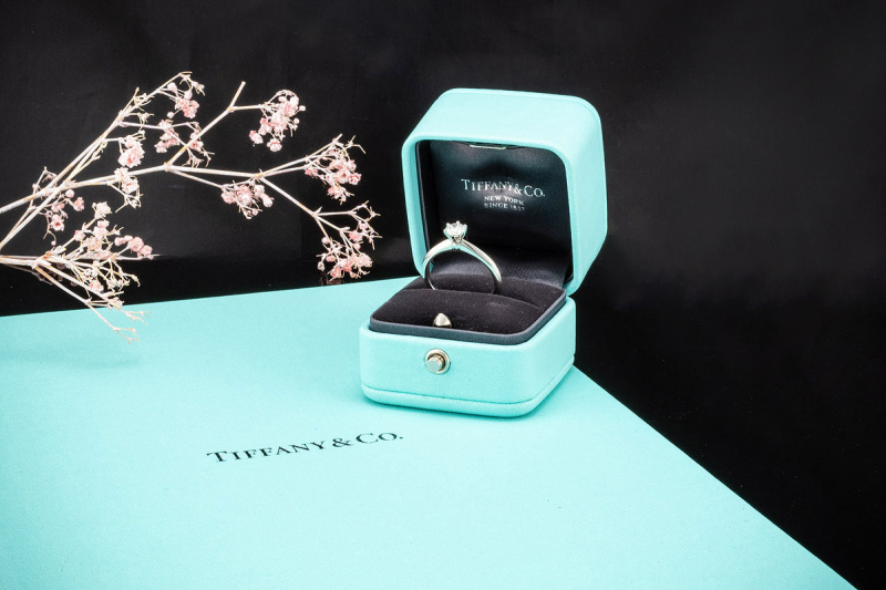 Tiffany & Co Solitär Ring Setting mit Diamant Brillant 0,50 Ct in Platin 