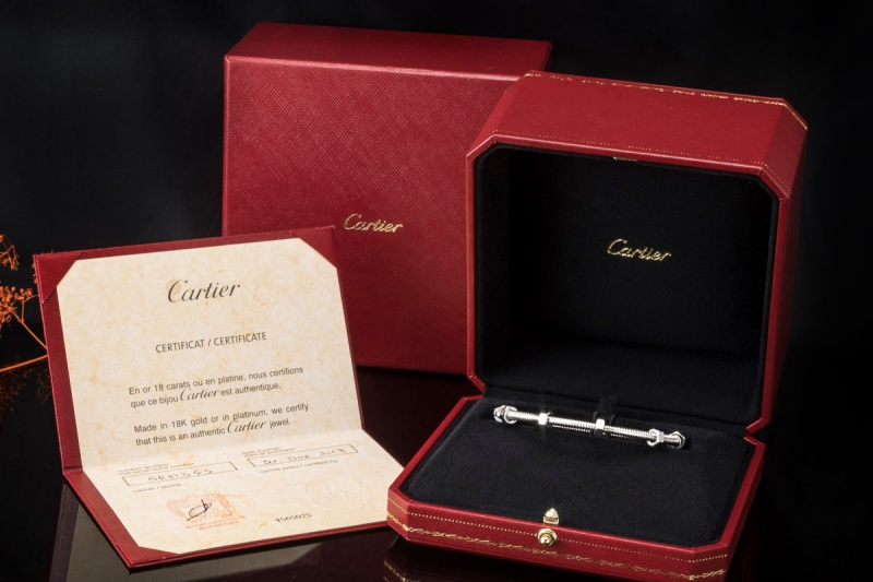 Cartier Ecrou Armreif Armband in Weißgold 750 Rhodiniert Gr. 18 Full Set 