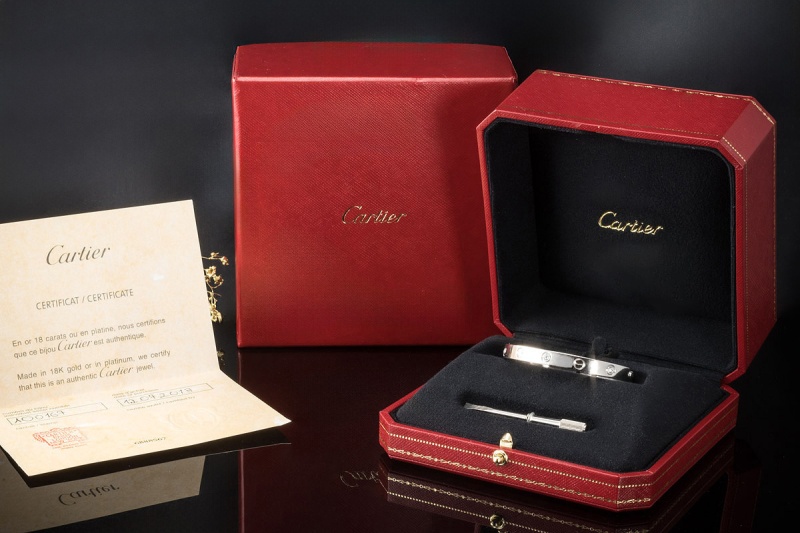 Cartier Love Armreif Armband Bracelet 6 Diamanten Weißgold Gr16 Full Set 