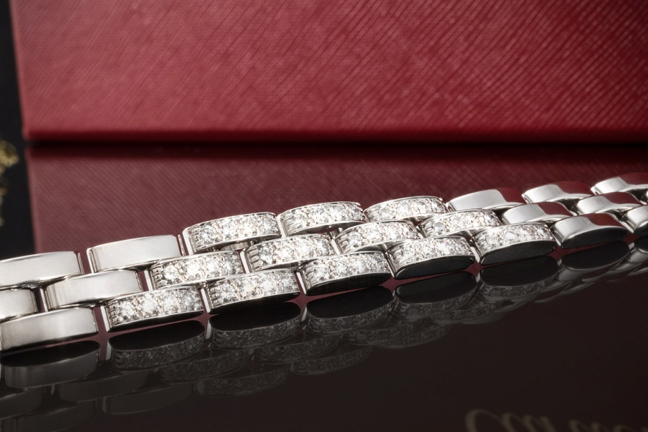 Cartier Armband Maillon Panthère mit 48 Diamanten Weißgold 750 18,5 cm 