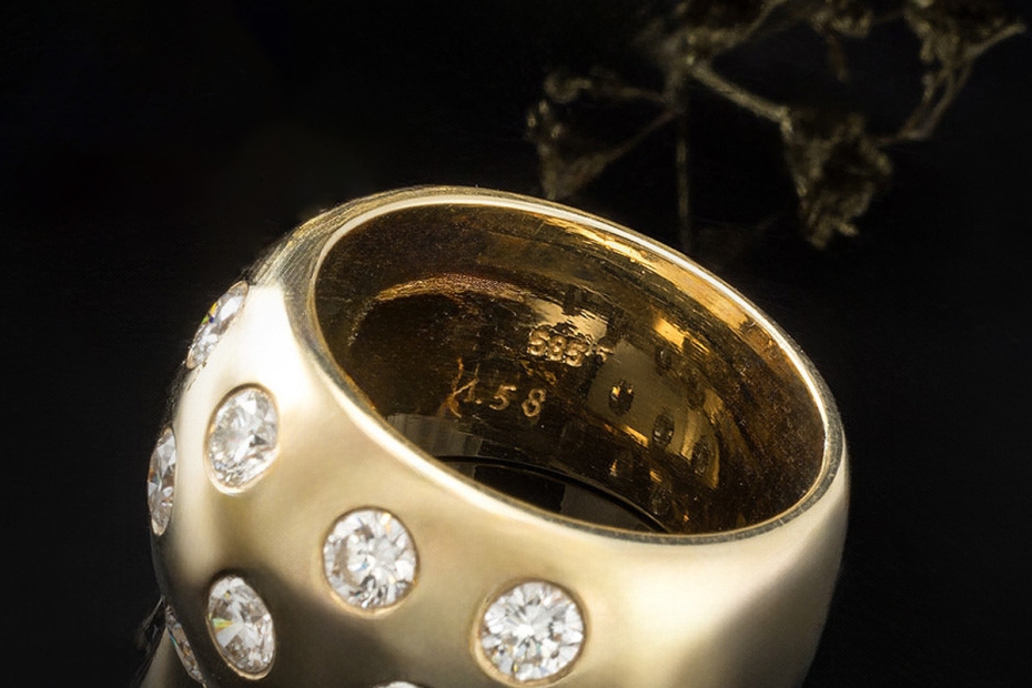 Diamant Ring Goldschmiedearbeit Handarbeit Brillanten Massiv in Gelbgold 