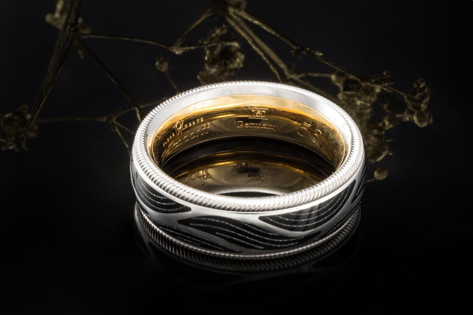 Wellendorff Ring Engelskraft Schwarz Drehring Diamant in 750er Weißgold 