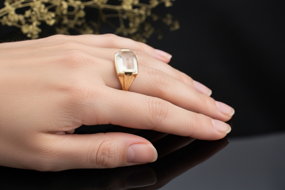 BVLGARI Ring Metropolis mit Quarz facettiert Massive Arbeit Gelbgold 750 