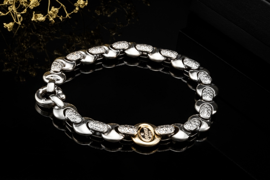 Barakà Armband Gliederarmband mit Diamanten Massiv Weißgold Gelbgold 750 