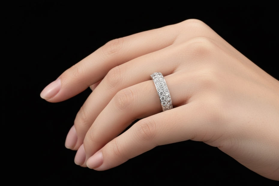 Moderner Memoire Designer Ring mit Diamanten in 750er Weißgold Größe 54 