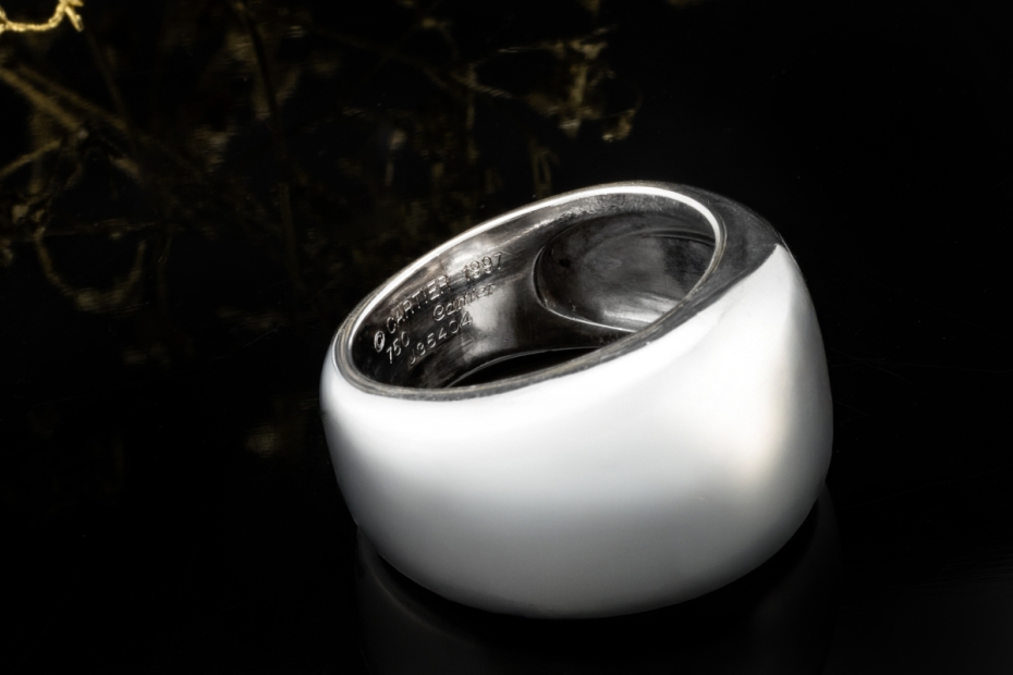 Cartier Ring Nouvelle Vague 1997 Breit und hochglänzend in Weißgold 750 