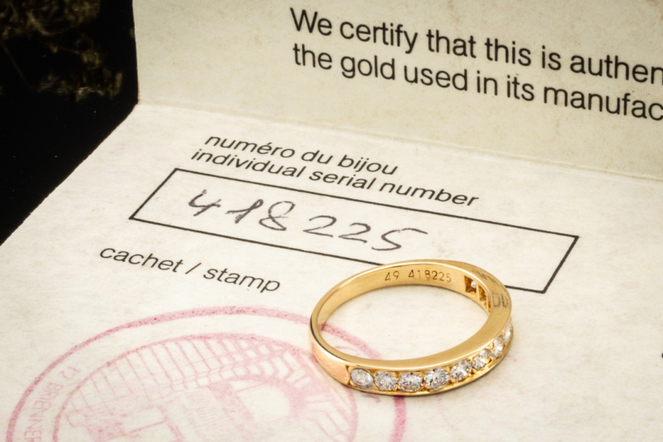 Cartier Vintage Allianz Ring mit Diamanten Halbmemoire in 750er Gelbgold 