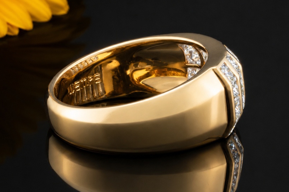 Exklusiver Wempe Ring Eckige Diamanten im Carreeschliff in Gelbgold 750 