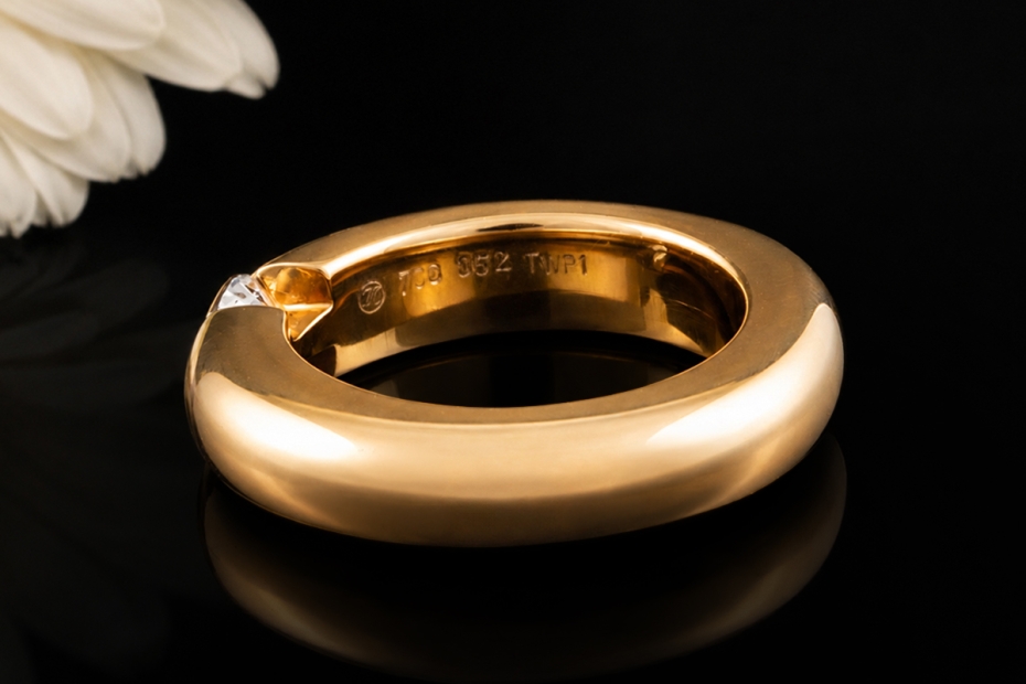 Massiver Solitär Ring Spannring mit Diamant 0,52 Carat in 750er Roségold 