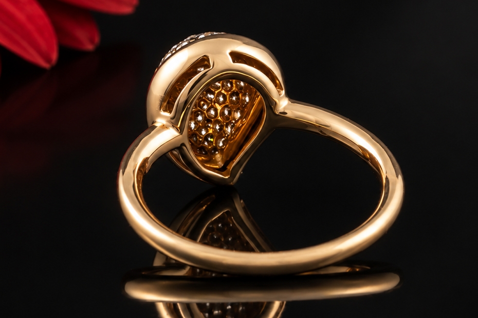 Hollfelder Creations Ring Tropfen mit braunen Diamanten in Roségold 750 