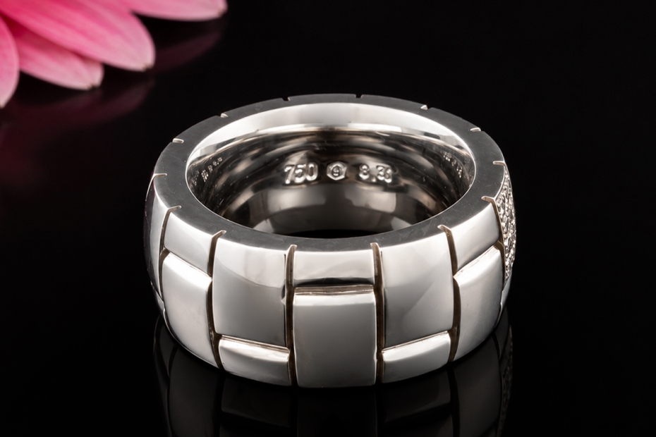 A. Odenwald Ring mit Diamanten Geometrisches Mosaik-Design Weißgold 750 
