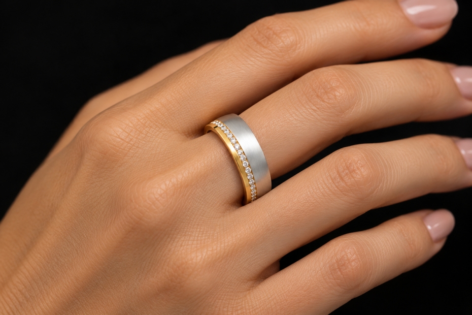 Christian Bauer Memoire Bandring mit Diamanten Platin 950 & Gelbgold 750 
