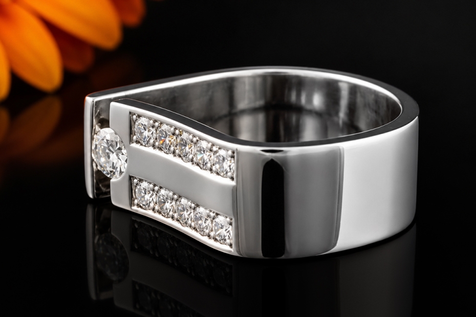 Außergewöhnlicher Designer-Ring Spannring mit Diamanten in Weißgold 750 