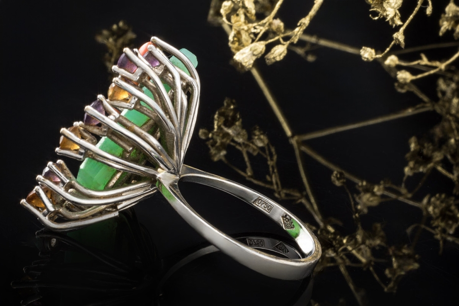 Chrysopras Ring Diamant Koralle Amethyst Citrin Mondstein 750er Weißgold 