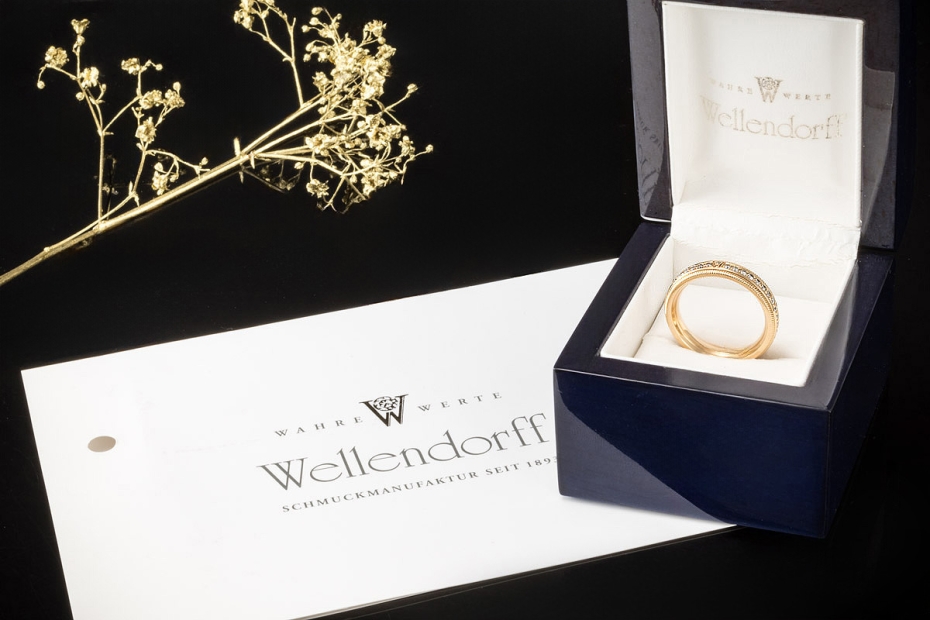 Wellendorff Ring Memoire Brillant Julia Diamant Drehring Gelbgold 56 OVP 