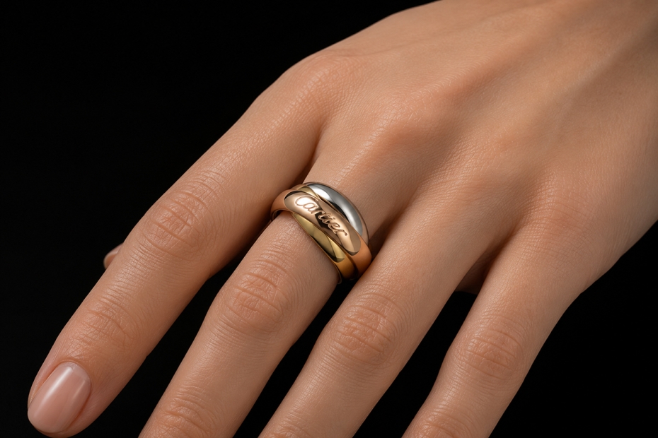Trinity de Cartier Ring Klassisches großes Modell in 750er Gold Tricolor 
