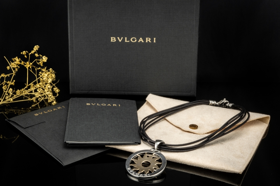 BVLGARI Tondo Sun Collier XL Kette mit Anhänger Sonne Gold 750 Full Set 