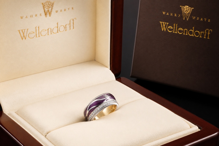 Wellendorff Ring Purpurflügel Lila Drehring Diamanten Weißgold Full Set 