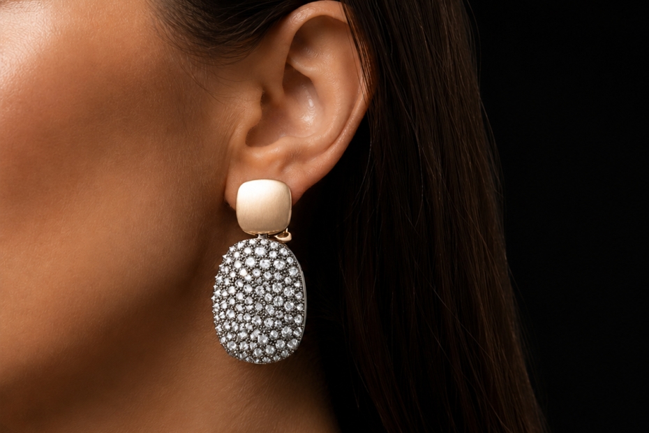Hollfelder Punk-Couture Ohrringe Ohrhänger Graue Diamanten in 750er Gold 