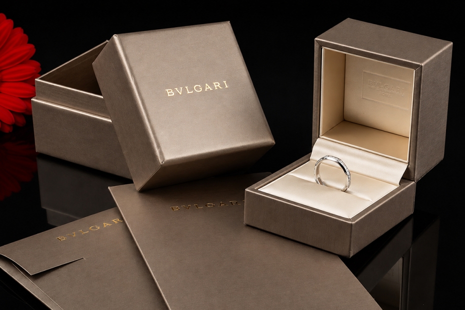 BVLGARI Infinito Ring mit Diamanten Memoire Ehering Platin 950 Full Set 