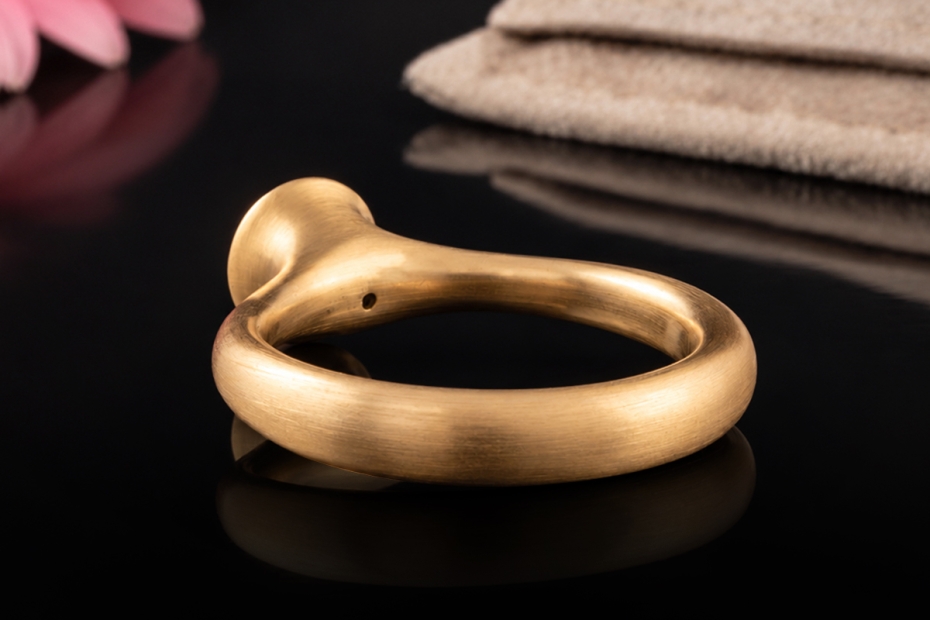 Hollfelder Creations Solitär Ring Roter Granat Mattiertes 750er Roségold 