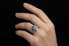 Farbenfroher Cluster Ring mit Saphir Smaragd Diamanten in 750er Roségold 