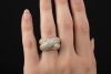 Verschlungener Doppelband Ring mit Diamanten Massiv in 750er Gelbgold 