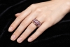 Mystischer Ring Rubin und Diamanten 750er Weißgold mit Roségold Akzenten 