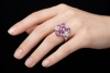 Sommerlicher Blüten Ring Pinke Saphire und Diamanten in 750er Weißgold 
