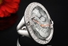 Meissen Ring Mystery Ming Drache Bemaltes Porzellan Weißgold Handarbeit 