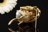 Anhänger Brosche Krokodil Barockperle und Diamanten Gelbgold Handarbeit 